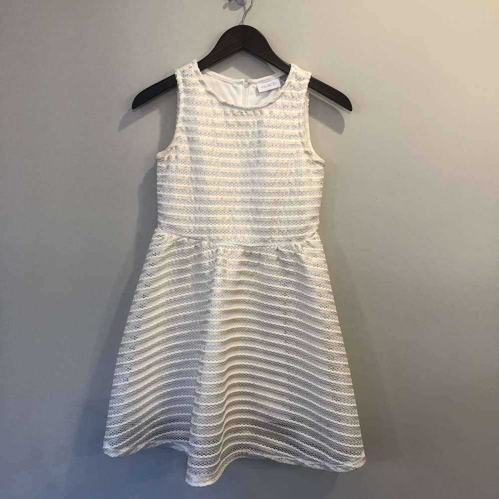 Children’s Place white & gold dress 10/12